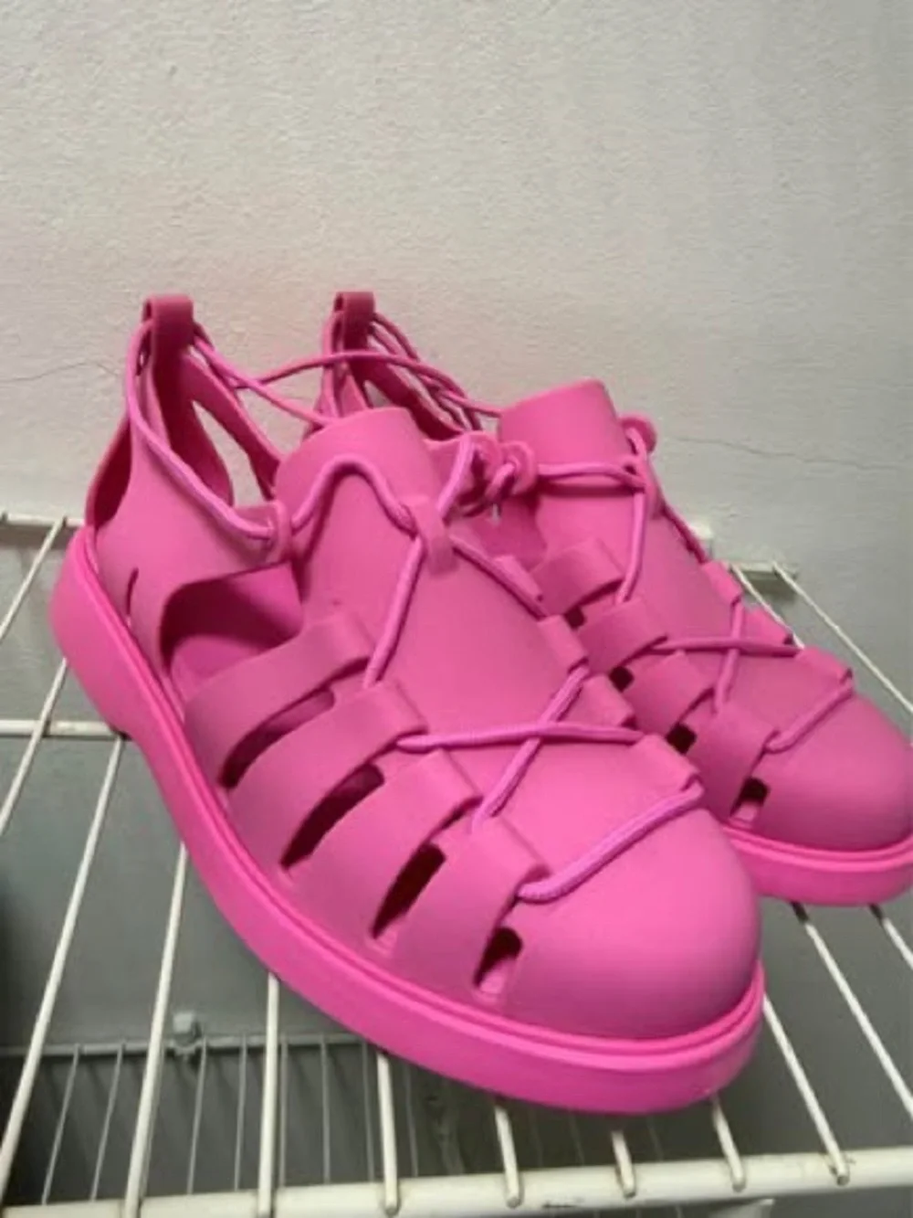 Melissa Bright Pink Lace-Up Sandal Sneakers